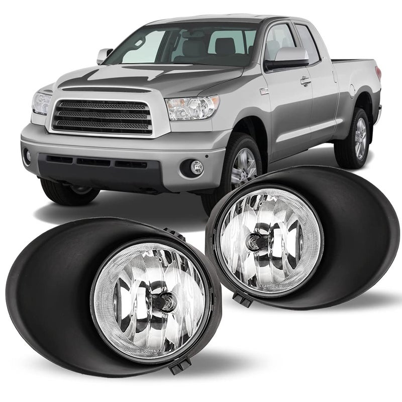 CPW Fog Lights Compatible with [2007 2008 2009 2010 2011 2012 2013 Toyota Tundra] Driving Fog Lights Pair + Wiring + Switch Kit Clear Lens - Image 1